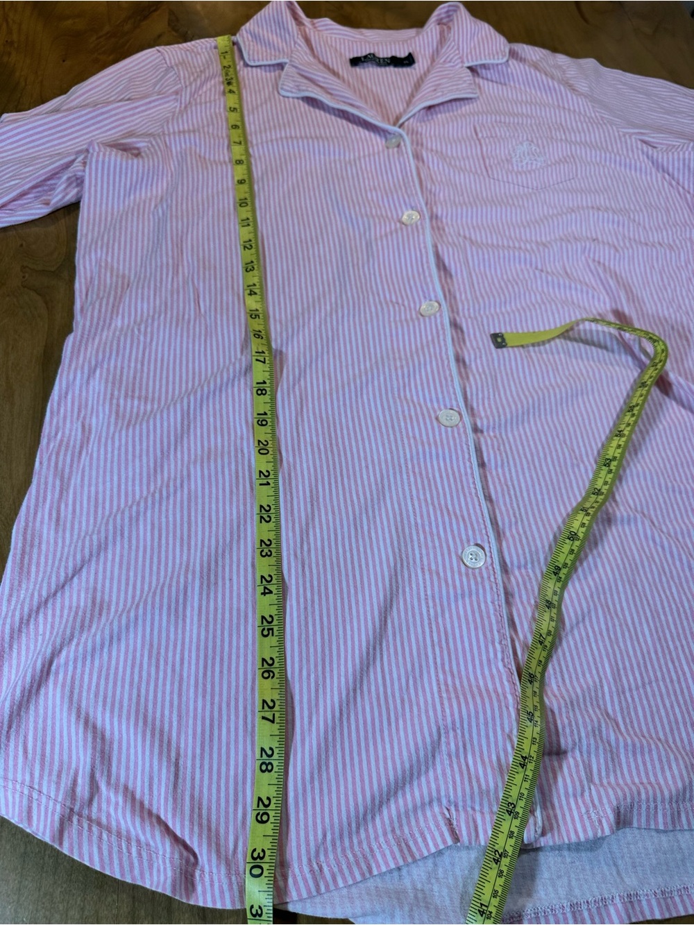 Lauren Ralph Lauren Pink Stripe Cotton Sleepshirt Nightshirt Pajama XL - Picture 6 of 10